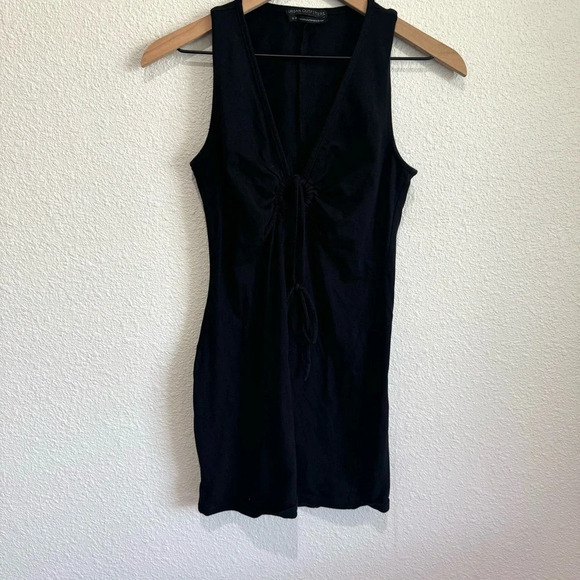 Urban Outfitters Women's S Black Mini Dress Open Front Deep V-neck Boho Y2K - Picture 5 of 9